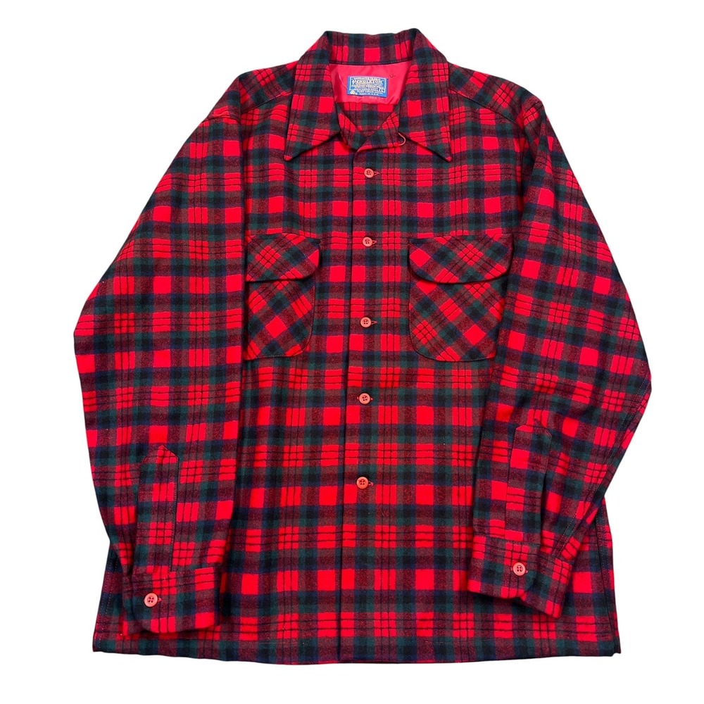 VTG Pendleton Board Shirt Men L Red Plaid Wool MacDuff Tartan Vintage USA